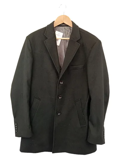 SARTORIA Klassischer Herren Wollmantel Gr. 52/XL Schwarz Elegant Business