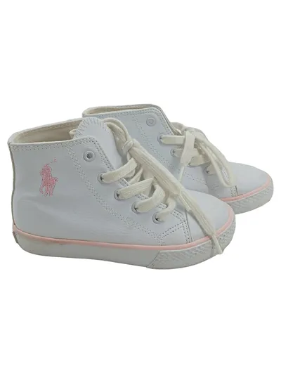 Polo Ralph Lauren Kinder Sneaker High Weiß Rosa Gr. 25 Leder