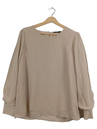 ONLY Damen Bluse Elegant Spitze Langarm Beige Gr. 38 Büro Herbst Winter