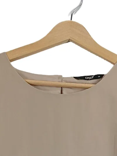 ONLY Damen Bluse Elegant Spitze Langarm Beige Gr. 38 Büro Herbst Winter