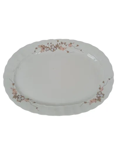 Eschenbach Servierplatte Weiß Porzellan Oval Blumenmuster Klassisch 36x27 cm
