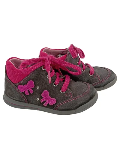 SUPERFIT Kinder Schnürschuhe Gr. 22 Grau Pink Casual Schleifen