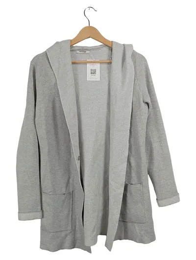 ORSAY Damen Strickjacke Kapuze Fischgrät Grau Gr. M 40 Cardigan