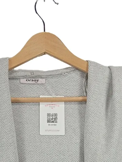 ORSAY Damen Strickjacke Kapuze Fischgrät Grau Gr. M 40 Cardigan