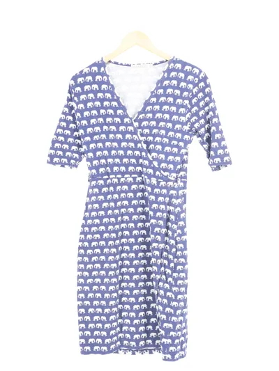 SUGARHILL BOUTIQUE Damen Blusenkleid Wickelkleid Elefanten Muster Gr. 38;M Blau