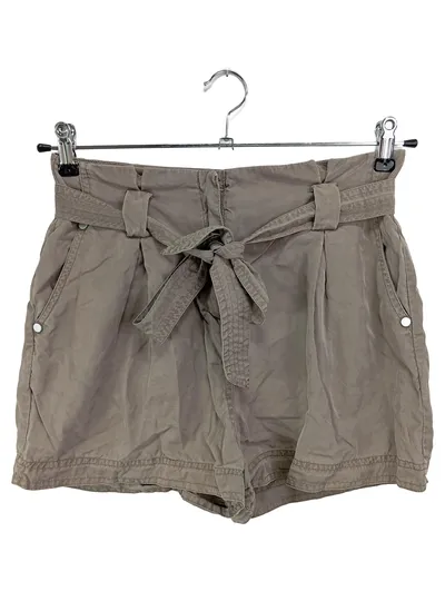 SUPERDRY Paperbag Shorts Damen Beige Lyocell Gr. 38 Bindegürtel Casual