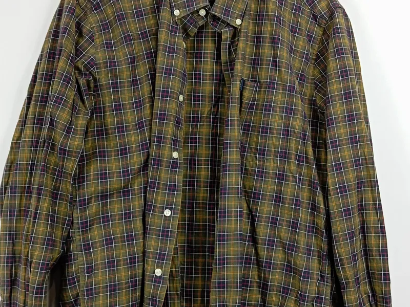Barbour Herren Freizeithemd Kariert Grün Größe 42/XS Baumwolle Casual 5