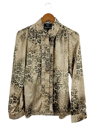 DENNIS BASSO Bluse Damen 40/M Beige Tierdruck Casual Modern