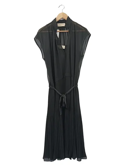 BY MALENE BIRGER Damen Businesskleid Gr. 36/S Schwarz Elegant Plissee Midi