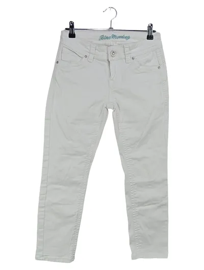 BLUE MONKEY Damen Jeans Straight Leg W27/36/S Weiß Streetwear Casual