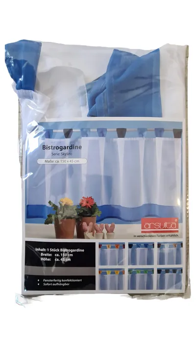 Arsvita Skyline Vorhang Bistrogardine Uni Weiß Polyester 150x45 cm