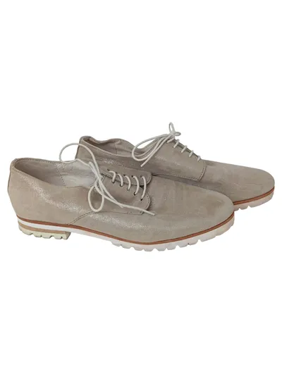 DRIEVHOLT Damen Schnürschuhe Gr. 38 Beige Leder Klassisch Elegant