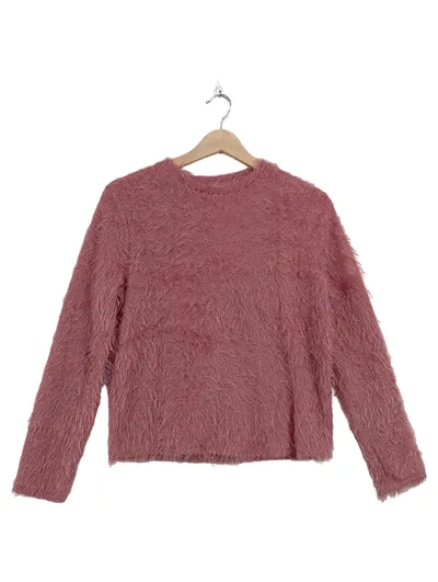 Mango Damen Pullover Rosa Gr. M Casual Langarm Strukturmuster