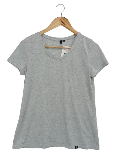 FIREFLY Damen T-Shirt Grau Gr. 38/M Basic Casual Metallic-Look Kurzarm