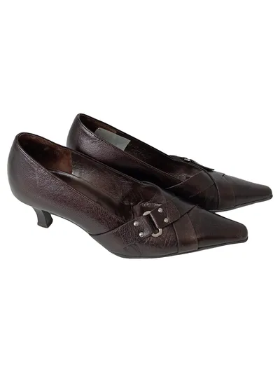 GABOR Spitz zulaufende Pumps Damen Leder Nieten Braun 35.5 Elegant