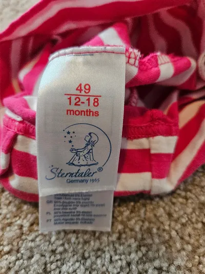 Sterntaler Baby Mütze Bindemütze Mädchen Gr. 49 Pink Weiß Gestreift