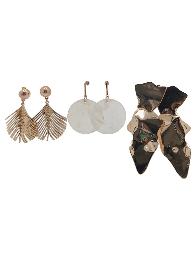Damen Ohrringe Set Gold Elegant Modisch Metall Abstrakt Statement Schmuck 1