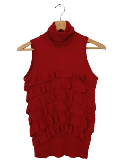 ATOS LOMBARDINI Top Damen Gr. 40/L Rot Elegant Rollkragen Rüschen