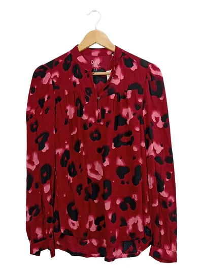 Q/S designed by Damen Bluse Langarm Gr. 34/XS Rot Leopard Viskose