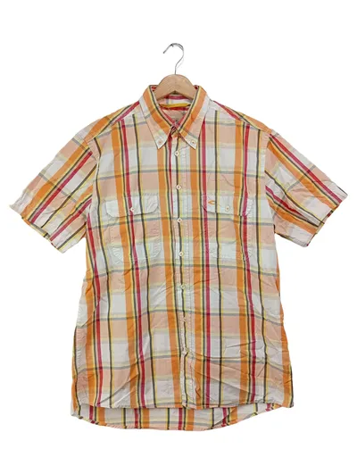 CAMEL ACTIVE Herren Freizeithemd Kariert Orange M/48 Kurzarm Baumwolle
