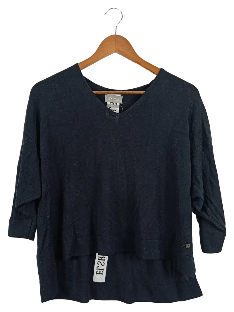 ELIAS RUMELIS Damen Pullover 34/XS Schwarz Casual 3/4-Arm 1