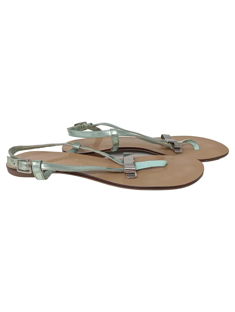CHARLES & KEITH Sandalen Damen Gr. 37 Grün Minimalistisch Modern Schleife 1