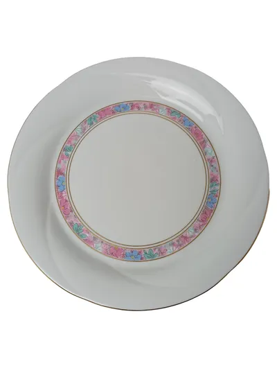 FREIBERGER PORZELLAN Kuchenteller Weiß Blumen Vintage 19 cm