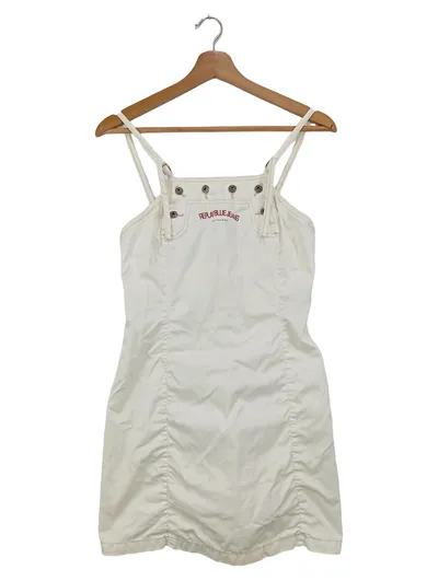 REPLAY Damen Freizeitkleid Gr. S Weiß Streetwear Baumwolle Minikleid