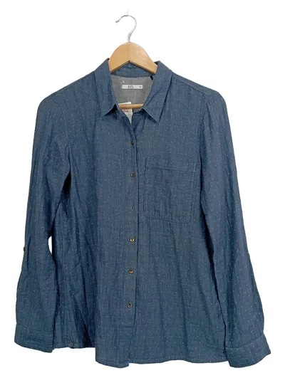 edc by Esprit Damen Bluse Hemd Gr. XS Blau Gepunktet Baumwolle