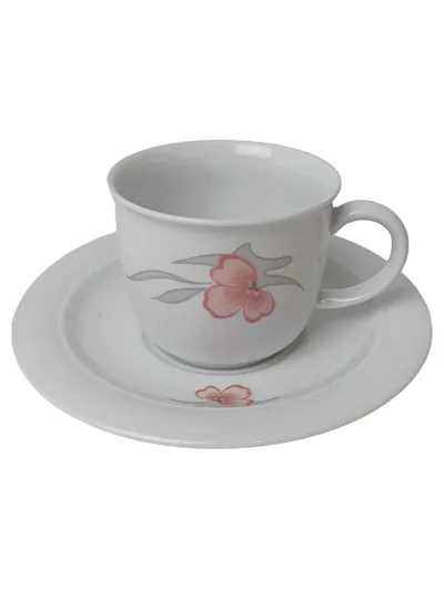 KAHLA Tasse und Unterteller Weiß Klassisch mit Blumenmuster Porzellan