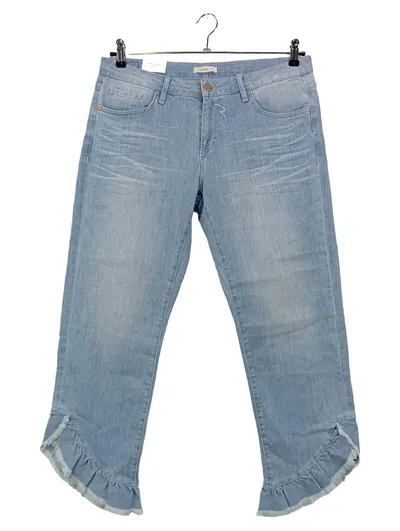RICH & ROYAL Damen Jeans Regular Fit W31/40 Blau Rüschen Fransen Casual