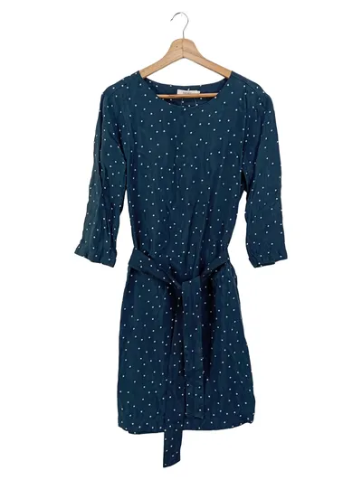 SISSY-BOY Blusenkleid Damen Gr. 36/S Blau Punkte Vintage Elegant Tunikakleid