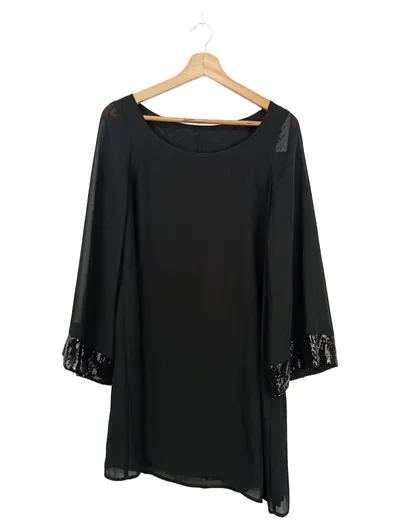 TWIST & TANGO Damen Cocktailkleid Gr. 38/M Schwarz Elegant Pailletten 3/4-Arm