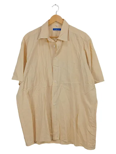 Alpenland Herren Freizeithemd Kurzarm Gr. 44 Beige Casual Hemd