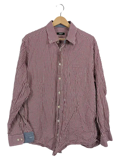 Walbusch Herren Freizeithemd kariert Langarm Gr. 40 Rot Casual