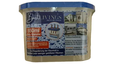 Bestlivings Luftentfeuchter Granulat 550ml gegen Schimmel und Feuchtigkeit Blau