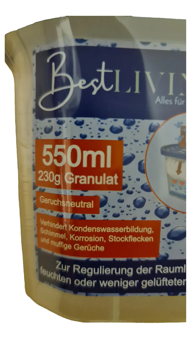 Bestlivings Luftentfeuchter Granulat 550ml gegen Schimmel und Feuchtigkeit Blau 4