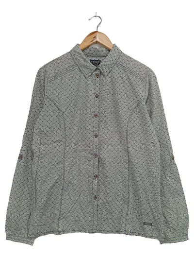 SQUESTO Damen Bluse Grau 38/M Vintage Bohemian Florales Muster Langarm
