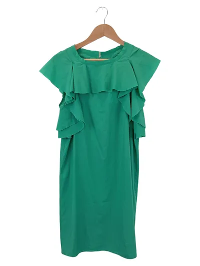LE STREGHE Freizeitkleid Damen Gr. 38/M Grün Elegant Vintage Rüschen