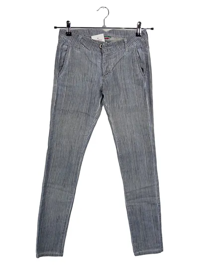 Please Damen Stoffhose gestreift Grau Gr. 38 M Slim Fit Casual