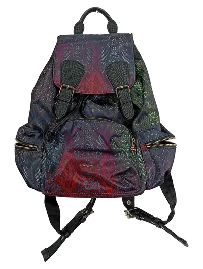 Desigual Damen Rucksack Mehrfarbig Schlangenmuster Polyester 35x38cm