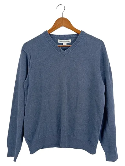 AMAZON Herren Pullover Gr. 48/M Blau V-Ausschnitt Casual Basic Baumwolle