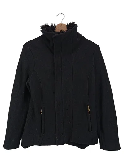 2B BEBE Damen Felljacke Gr. 38/M Schwarz Elegant Klassisch