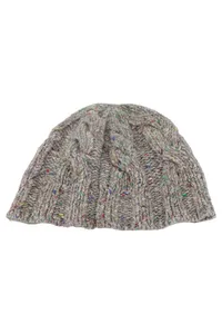 TOMMY HILFIGER Damen Mütze Grau Zopfstrickmuster Wolle Seide Casual 1