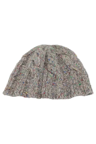 TOMMY HILFIGER Damen Mütze Grau Zopfstrickmuster Wolle Seide Casual