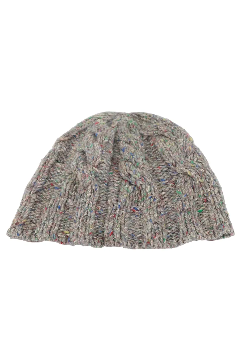 TOMMY HILFIGER Damen Mütze Grau Zopfstrickmuster Wolle Seide Casual 1