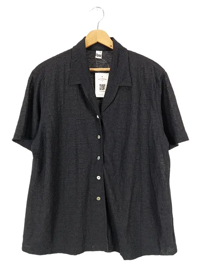 TRU Damen Bluse Gr. 44/L Schwarz Klassisch Elegant Kurzarm