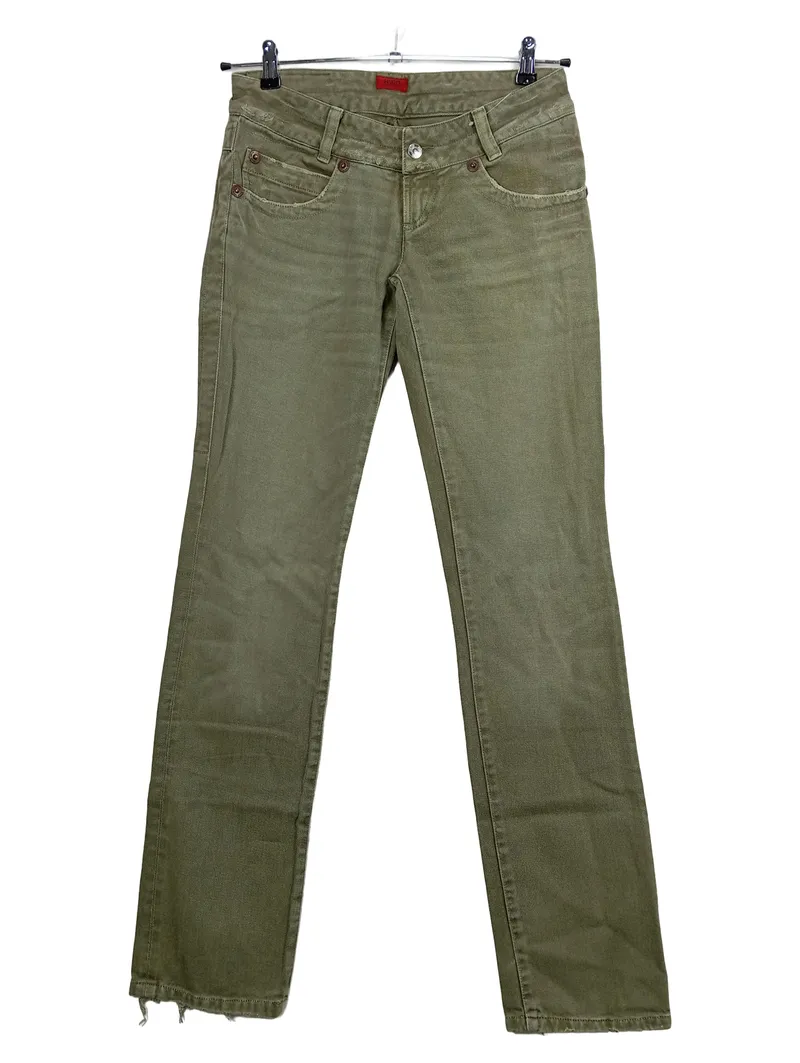 HUGO BOSS Damen Jeans Straight Leg Oliv W30 L35 Baumwolle Casual 1