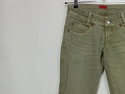 HUGO BOSS Damen Jeans Straight Leg Oliv W30 L35 Baumwolle Casual