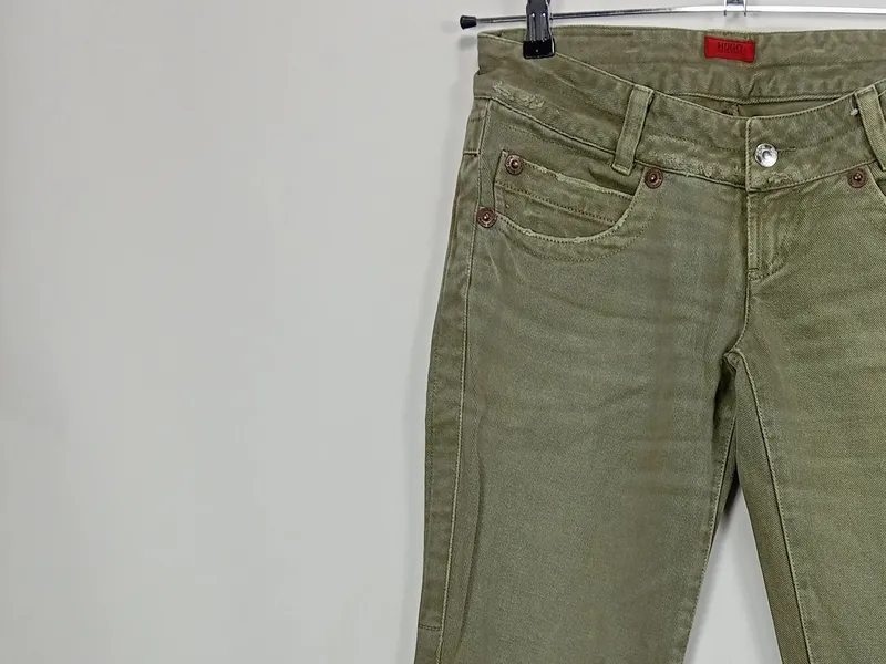 HUGO BOSS Damen Jeans Straight Leg Oliv W30 L35 Baumwolle Casual 2
